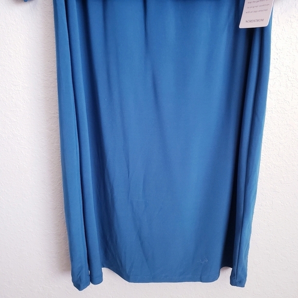 Eliza J Ruched Waist Sheath Long Sleeve Dress in Teal - Picture 3 of 8